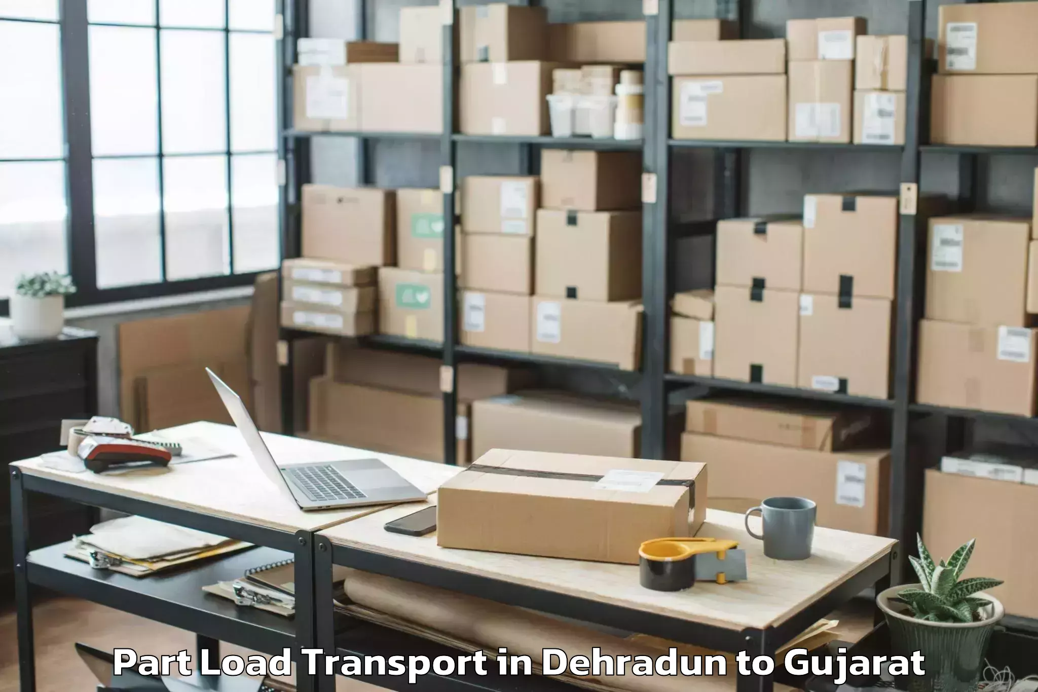 Book Dehradun to Satlasana Part Load Transport Online